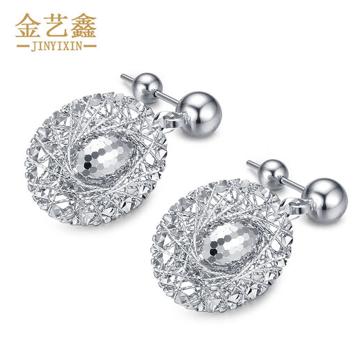Jin Yixin platinum earrings pt950 genuine platinum earrings earrings earrings popular style platinum fashion pigeon egg earrings for women weighing about 12.5 grams a pair high about 30mm wide about 16mm