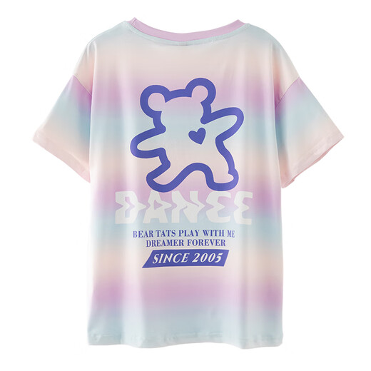 Camiseta de manga corta Pitt Pitt Girls Sports Sports Sports Sports Sports Sports Sports Sports Sports Striped Summer Big Big Big Children's Tendy T 9852 Gradiente Color + 9922 White 120 cm