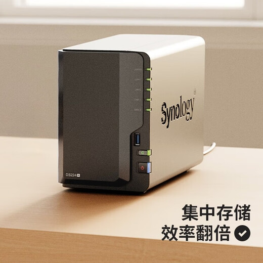 群晖（Synology）DS224+ 四核心 2盘位NAS 网络存储服务器 企业级私有云盘 磁盘阵列 局域网团队办公 文件共享备份  DS224+配希捷企业级4TB×2块