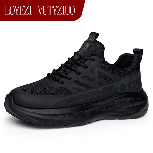 LOYEZI VUTYZIUO light luxury men's shoes 2025 autumn and winter new casual versatile non-slip anti-odor men's thick-soled lightweight sports running shoes black 41 standard leather shoe size