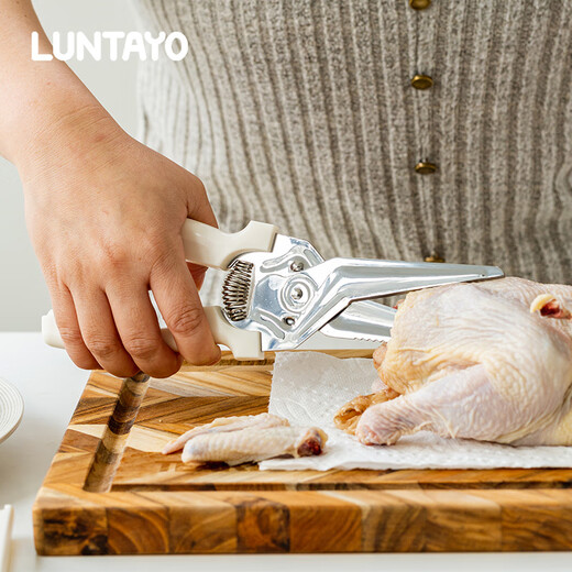 LUNTAYO厨房剪刀多功能不锈钢锋利鱼鸭鹅食物剪自动磨刃食品级家用鸡骨剪 庭芜梅绿（磁吸收纳自动磨刃）