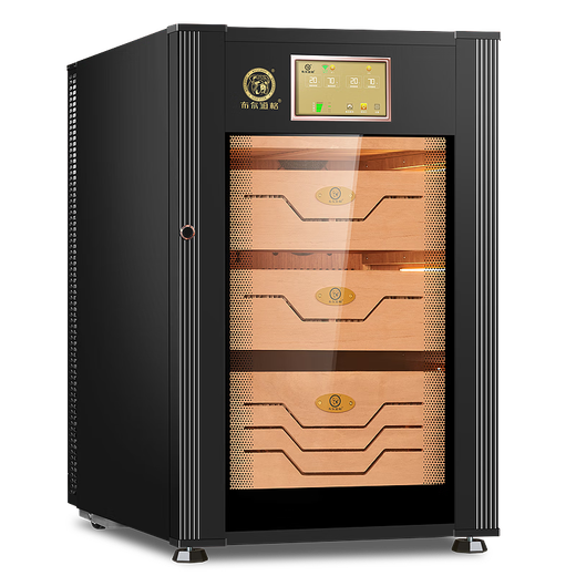 Bulldog cigar cabinet, constant temperature and humidity, ammonia removal, red wine cabinet, humidity control, tomato cultivation, imported compressor moisturizing cabinet, household energy-saving WiFi small fingerprint lock password high-end embedded VC118 fourth generation PLUS fingerprint password lock WiFi+VC118 black