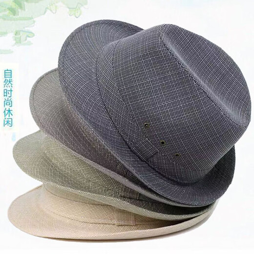 Middle-aged and elderly spring and summer top men's spring and autumn British jazz hat cloth hat spring elderly gentleman hat men dark gray 57 cm