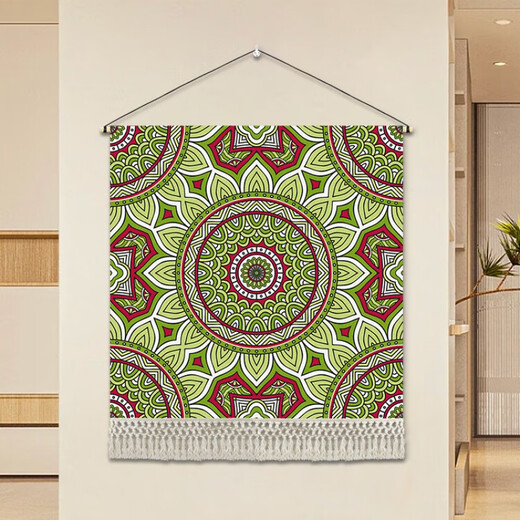 Geshang Nordic Retro Ethnic Style Bedside Tapestry Bohemian Inn Large Size Hanging Entrance Tapestry B&B Decoration G200-Mandala D-01 Width 80cm-Height 80cm Comes with Installation Package