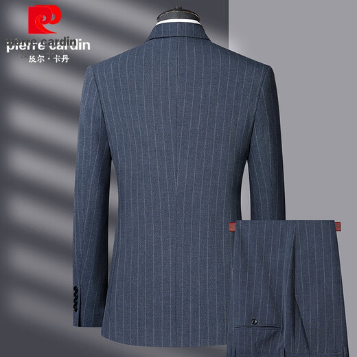 Pierre Cardin striped suit suit for men in spring and autumn, middle-aged men's high-end suit, casual groom's dress, blue, size 190, recommended 170Jin Jin equals 0.5kg -180Jin Jin equals 0.5kg