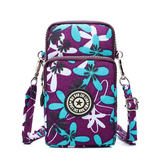 QUEEN TRIP 2022 new mobile phone bag Korean style canvas shoulder bag diagonal nylon coin purse outdoor running bag sports arm bag sky blue