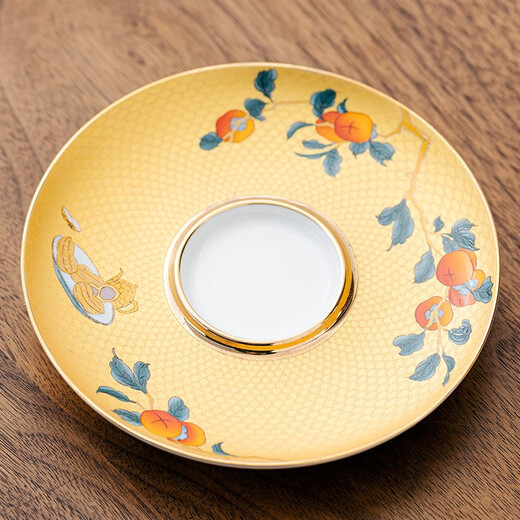 Gold inlaid jade, mutton fat jade porcelain pair of cups, modern simple gold-painted European-style household fruit tea cup, Kung Fu tea set accessories gift box, good things are coming, gold-painted pairs of cups