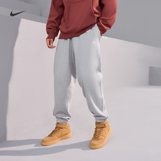 Nike (NIKE) official men's fleece trousers and sweatpants knitted loose casual embroidered personality soft DX1365 063 color dark gray/white XL
