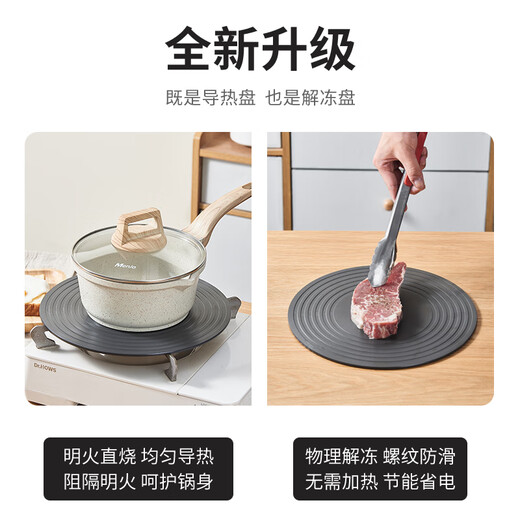 Mingjue heat conductor plate gas stove household pan thawing heating insulation plate fire insulation pad heat conduction plate anti-burning black 24cm comes with anti-scalding clip