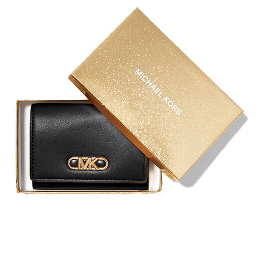 MICHAEL KORS Wallet Women's Classic Cowhide Logo Short Wallet Gift Black 34F2G7PD8L BLACK