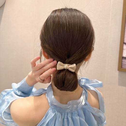 Jieweiyi hairband women's high-elastic red bow New Year's and Christmas hair band hair rope autumn and winter ponytail hair accessories rubber band leather case BH-FQ146 mixed color bow 5-piece set