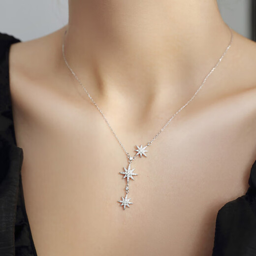 Zhou Dasheng star necklace female internet celebrity clavicle chain niche design cold style 925 sterling silver six-pointed star necklace six-pointed star necklace