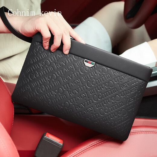 Cohnim kevin奢侈品男士手包手拿拉链男包手抓长钱包送老公男友教师节生日礼物 【时尚商务】c236黑色