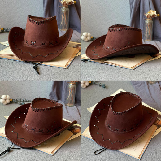 Woodpecker Western Cowboy Hat for Men and Women Spring, Summer and Autumn Outdoor Travel Photo Visor Rider Hat Tibetan Big Brim Jazz Hat Solid Color Cowboy Hat Off-White JSM-040 One Size Suitable for 56-58CM Head Circumference
