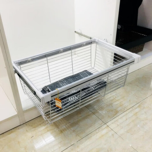 XMSJ Kleiderschrank-Zugkorb, Garderoben-Aufbewahrung, ausziehbarer Korb, Hosenständer, Kleiderschrank, integrierter Teleskop-Hosenständer, Aufbewahrungskorb, Schubladentyp, flacher Korb, 92–97 cm