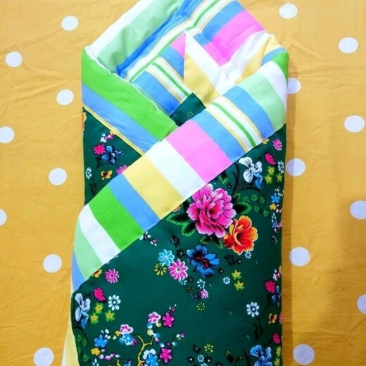 Newborn blanket, baby cradle, natural cotton, pure handmade children's quilt, student dormitory, suitable for all seasons, filling 2Jin Jin equals 0.5kg, seasonal Xinjiang long-staple cotton, 1m2X1m5 (with zipper removed for easy removal and washing)