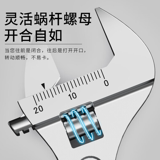 Ruineng adjustable wrench 12-inch live mouth wrench tool multi-functional light handle open mouth spanner RN300104