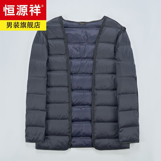 Hengyuanxiang high-end mulberry silk cashmere coat for men, medium-length woolen woolen coat, middle-aged goose down lining, thickened and warm, stand-up collar XMR8827 upper green, goose down lining M 170