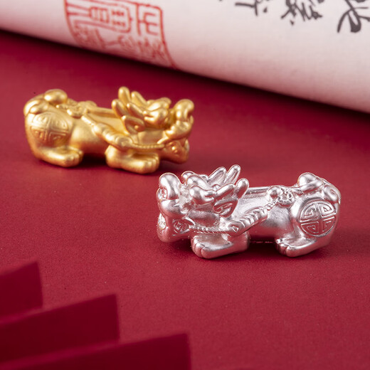 999 Pure Silver Pixiu Separated Beads Handmade DIY Accessories Loose Beads Fortune Fortune Year Pixiu Transport Bracelet Beads Wealth Pixiu Silver 22*10mm