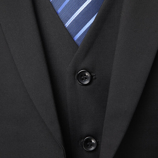 ROMON suit men's three-piece business slim formal suit groomsmen suit groom suit professional suit black XL