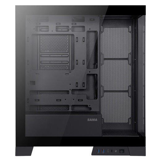 先马（SAMA）元境界黑色ATX海景房机箱 顶部可拆卸水冷架/双360水冷位/双面玻璃/双U3+Type-C/支持背插式主板