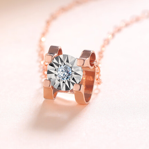 Caizhi Dada Jewelry 18K Gold Diamond Necklace Warm Love Sparkling Fashion Necklace Girl Birthday Gift Bull Head Pendant About 2 Minutes/45cm/18k Gold Diamond Necklace