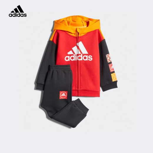 Adidas Adidas official website children's clothing children's suits for boys and girls spring and autumn 1-9 years old infants and children casual sports two-piece set HC2740 male-(86-104) size 86 recommended height around 85