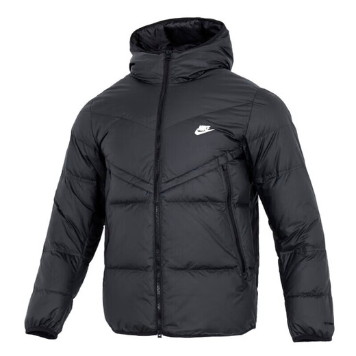 Nike men's down jacket, winter sportswear, running, fitness, windproof and casual outdoor cold-proof and warm hooded jacket, DV1132-010/black 695 hooded/85% gray duck down S, recommended 100-120Jin [Jin equals 0.5 kg]