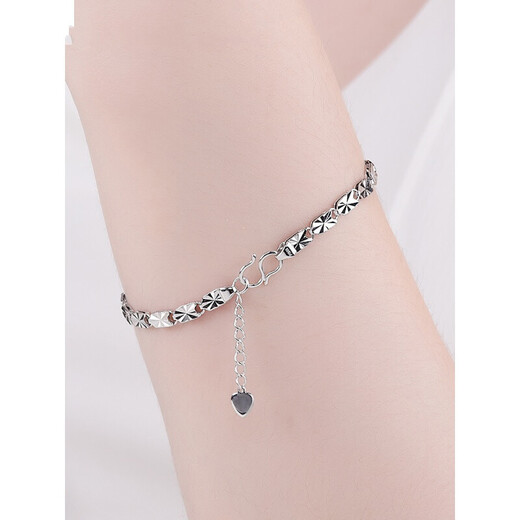 Yubo Workshop platinum bracelet for women Pt950 platinum bracelet fashionable super flash simple couple bracelet platinum anklet Pt999 Pt950 platinum bracelet about 8.5 grams 16cm+2