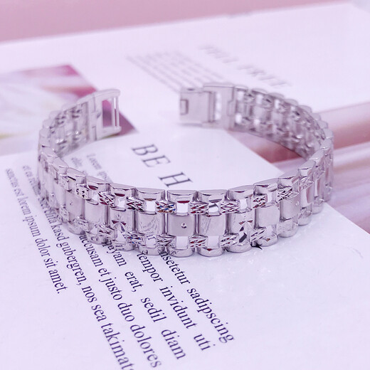 Heye Jewelry Liang blind pt950 platinum chain car flower watch chain men and women platinum bracelet men platinum couple platinum bracelet gold weight 28.88 grams about 10mm wide 17cm long