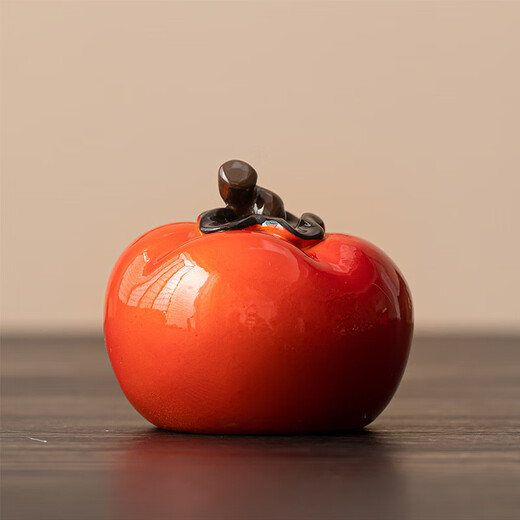Xiyuanji persimmon tea pet ornaments can be raised, color changing, simulated fruit, creative tea ceremony accessories, small tea play, good persimmons in pairs (one big and one small)