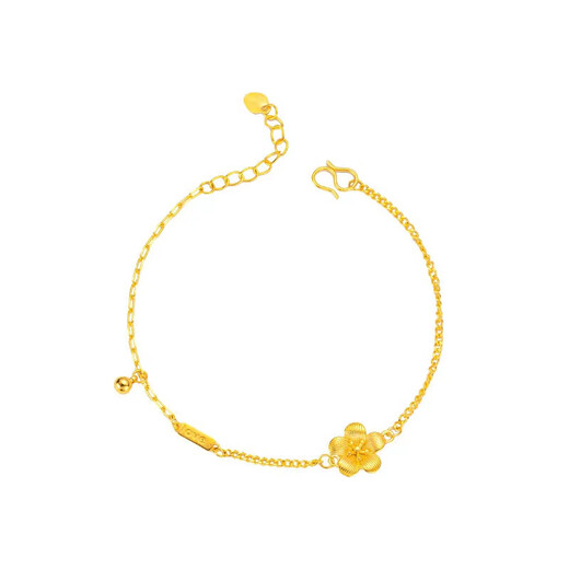 Feiyu's new 18k gold small peach blossom love bracelet for women 999 gold twin flower bracelet 3d hard gold versatile plain gold gift twin flower bracelet