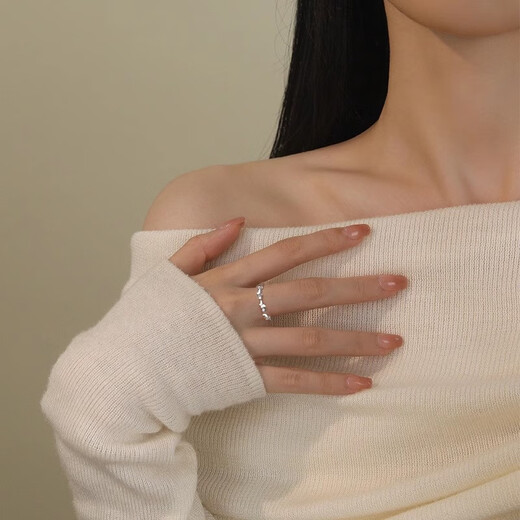 Qi Xiaomi Pure S999 Pure Silver Butterfly Ring Girls Open Ring Sparkling Diamond Adjustable Index Finger Ring Birthday Gift for Girlfriend 999 Pure Silver Butterfly Ring-Open