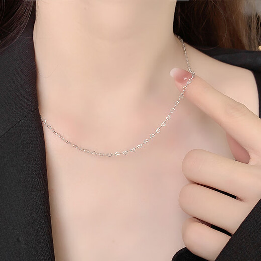 DR-FLVVSpt950 platinum chain 950 necklace women's 18 platinum clavicle chain long and short thin platinum neck ingot chain 40CM