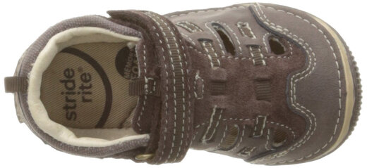 Stride rite children's toe-cap sandals, lightweight and comfortable outdoor sports shoes, Velcro design, Brown 4 Wide Toddler