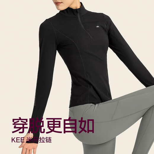 VFU half-zip fitness wear women's long-sleeved sports running top set yoga wear Pilates training wear autumn and winter healing blue-high elasticity on all sides S recommended 43-48kg