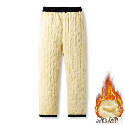Winter lamb velvet trousers for men, thickened with velvet, windproof, waterproof and warm, outdoor straight cotton pants, large size sweatpants 8373 black leggings, one set M/80-95Jin Jin is equal to about 0.5 kg
