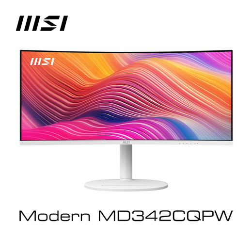 微星（MSI）34英寸 准4K 120Hz 1ms TYPE-C 98W 支持HDR 曲面屏1500R 家用电竞办公白色显示器屏 MD342CQPW