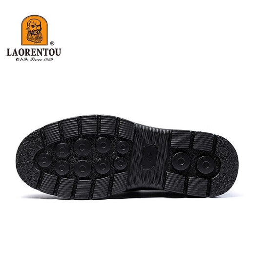LAORENTOU men's leather shoes business casual shoes toe layer cowhide slip-on shoes slip-resistant round toe dad shoes 260278 black 40