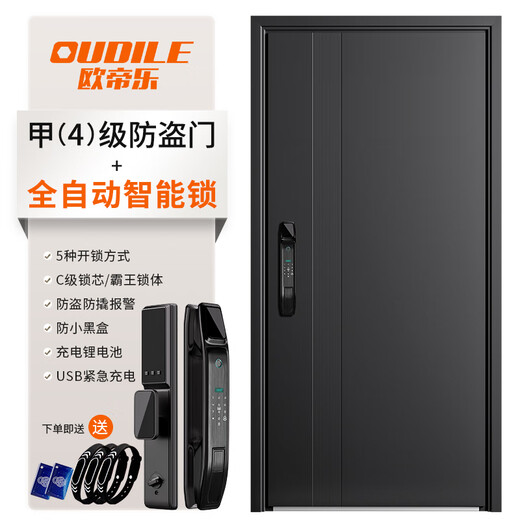 现代加厚甲级防盗门入户门+加厚保温新式暗铰链子母门+智能锁 全自动智能锁 2050*1050/2150*960