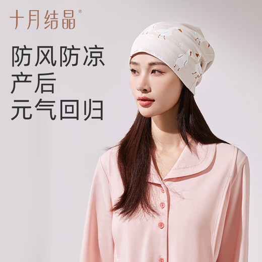 October Crystal Confinement Hat Maternity Hat Maternity Hat Postpartum Confinement Windproof Autumn and Winter Sleep Parent-Child Style (Romantic Goose) Confinement Hat + Baby Hat