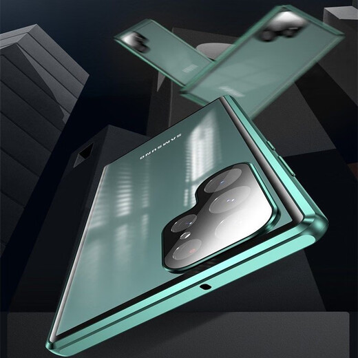 Qinyuan Samsung S23 mobile phone case S23Ultra protective cover ultra-thin magnetic internet celebrity + Magneto all-inclusive edge anti-fall transparent double-sided glass metal back cover for men and women Youyuan black double-sided glass all-inclusive* film-free Samsung S23Ultra