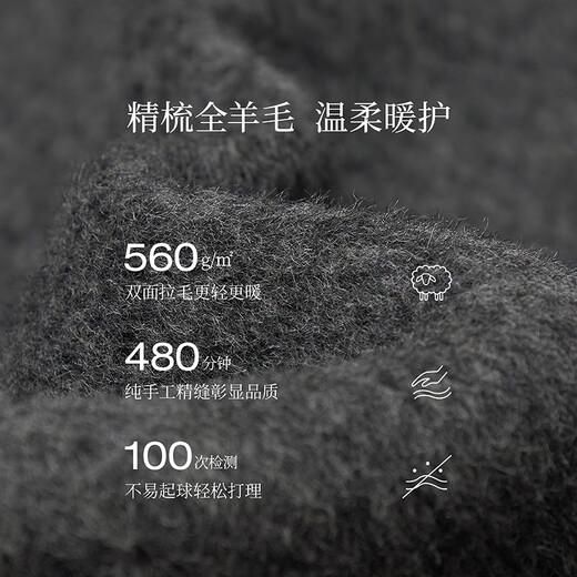 Inman wool double-sided wool coat winter women's commuter lapel collar cocoon-shaped temperament long coat dark floral gray M