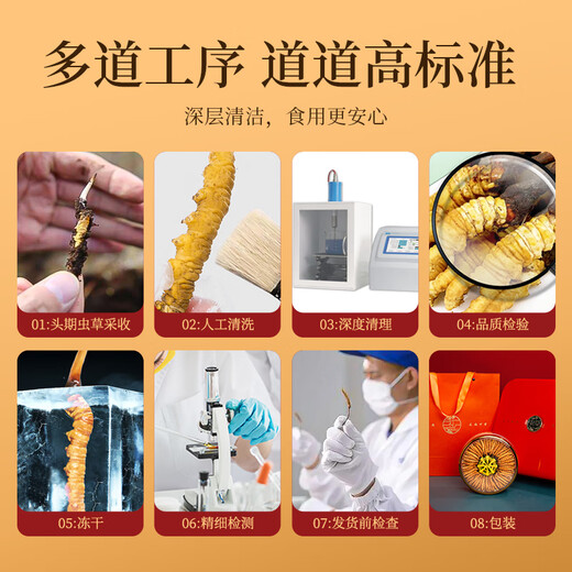 Tongfu Cordyceps sinensis 2-3 roots/g 100g About 250 roots gift boxes, nourishing nutritional products, gifts for elders