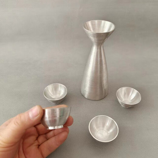 Shantou Lincun tin wine pot single pot tin pot old-fashioned warm wine scalding wine traditional handmade wine pot wedding supplies home tin wine pot + four tin wine cups nickel pair