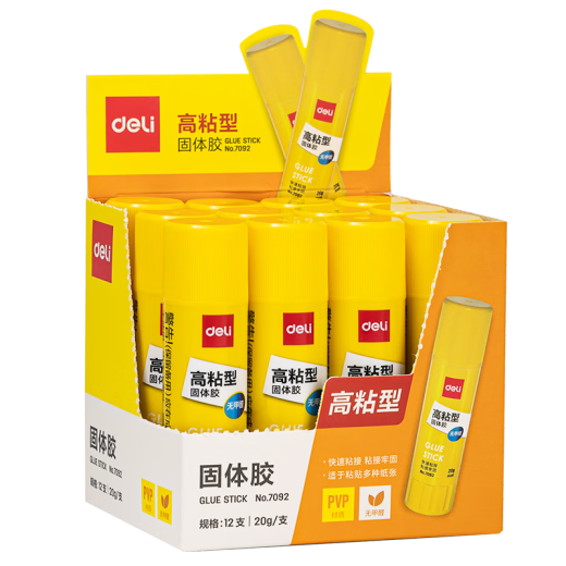 Deli 20g high viscosity PVP solid glue formaldehyde-free quick-drying durable glue stick single pack office supplies 7092