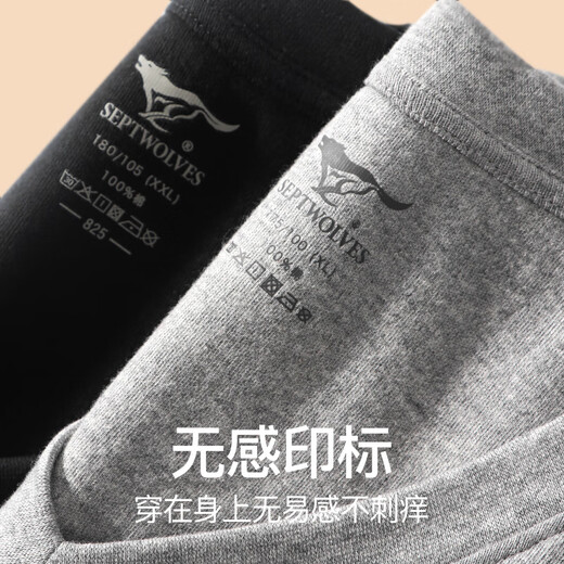 Septwolves Antibacterial Autumn Clothing Men's Autumn and Winter Pure Cotton Bottoming Tops Men's Thermal Underwear Cotton V-neck Cotton Sweater