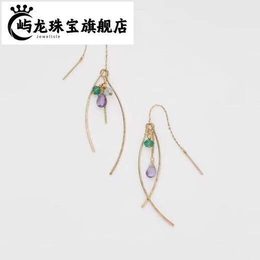 Yulong tanzanite earrings for girls Japanese aget retro tanzanite crystal gems elegant temperament versatile hydroperidot moonstone peridot pendant
