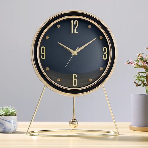 Hense Creative Desk Clock Modern Light Luxury Desktop Clock Living Room Desktop Clock Decoration Ornament Quartz Clock HD58 Blue