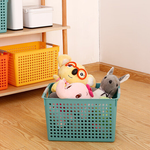 Macaron desktop storage basket plastic storage basket cabinet sundry basket home office storage storage basket fragrant orange shallow mouth large size